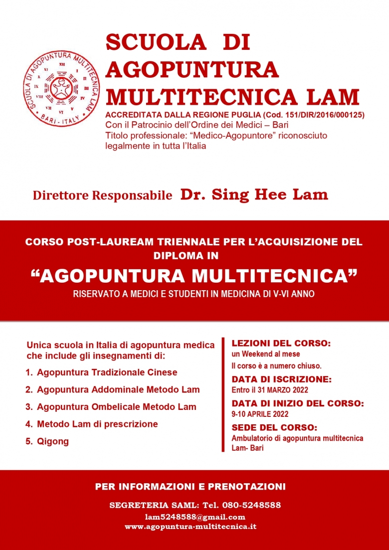 Corso post laurea triennale in Agopuntura multitecnica